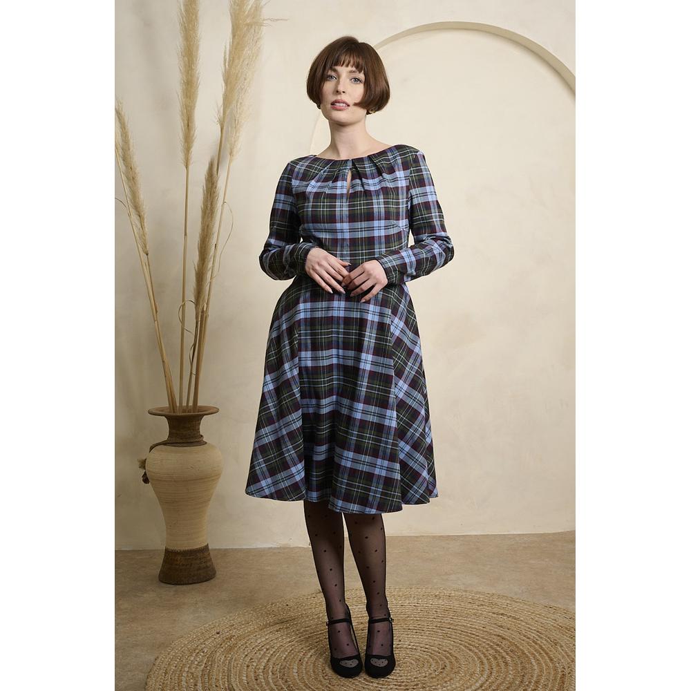 Banned - Jenny Check Flare Kleid - Blau